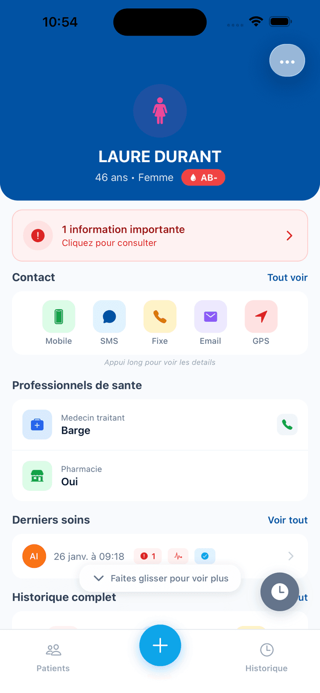 IDELPro — Application mobile infirmier libéral, fiche patient et tournée de soins